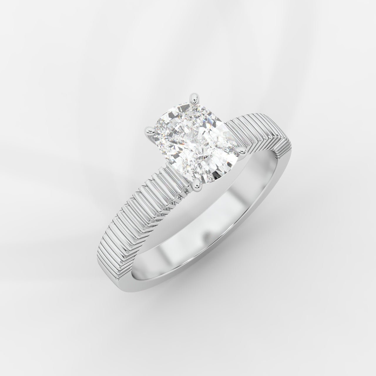 Laura Ribbed Solitaire Ring – Cushion - AYKA JEWELS