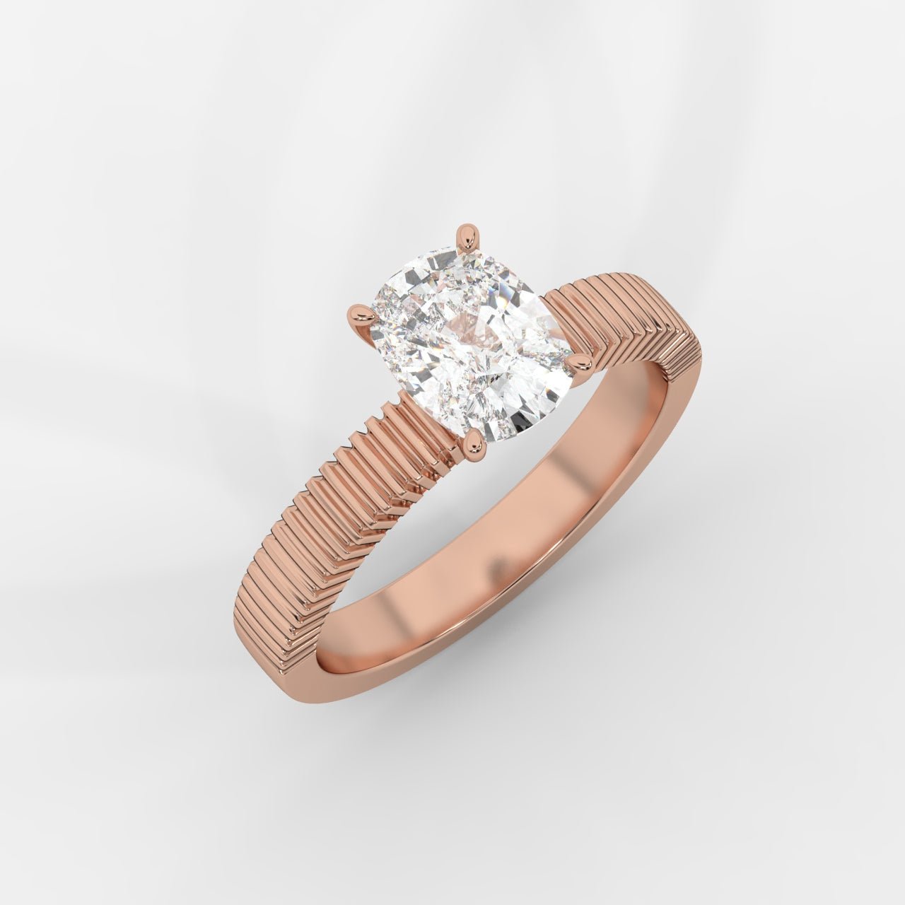 Laura Ribbed Solitaire Ring – Cushion - AYKA JEWELS