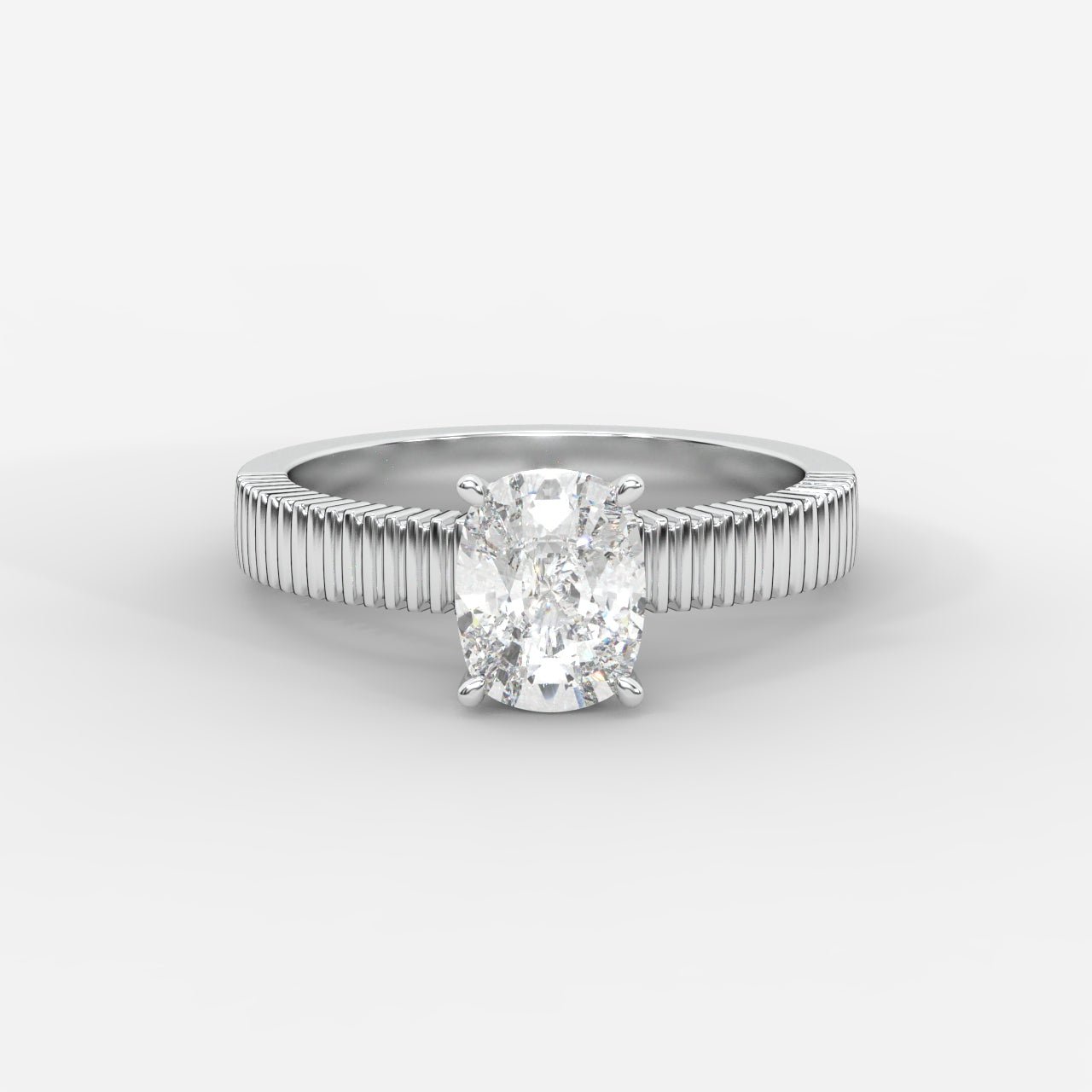 Laura Ribbed Solitaire Ring – Cushion - AYKA JEWELS