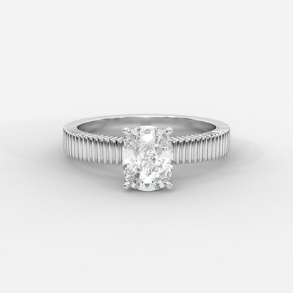 Laura Ribbed Solitaire Ring – Cushion - AYKA JEWELS