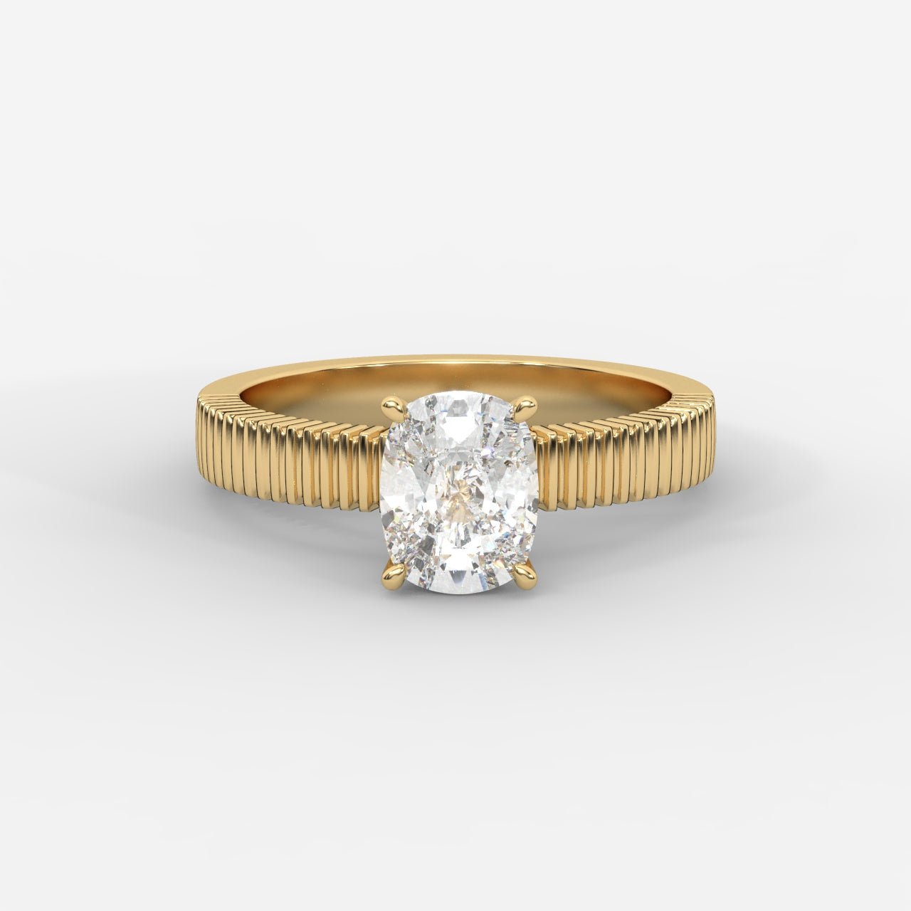 Laura Ribbed Solitaire Ring – Cushion - AYKA JEWELS