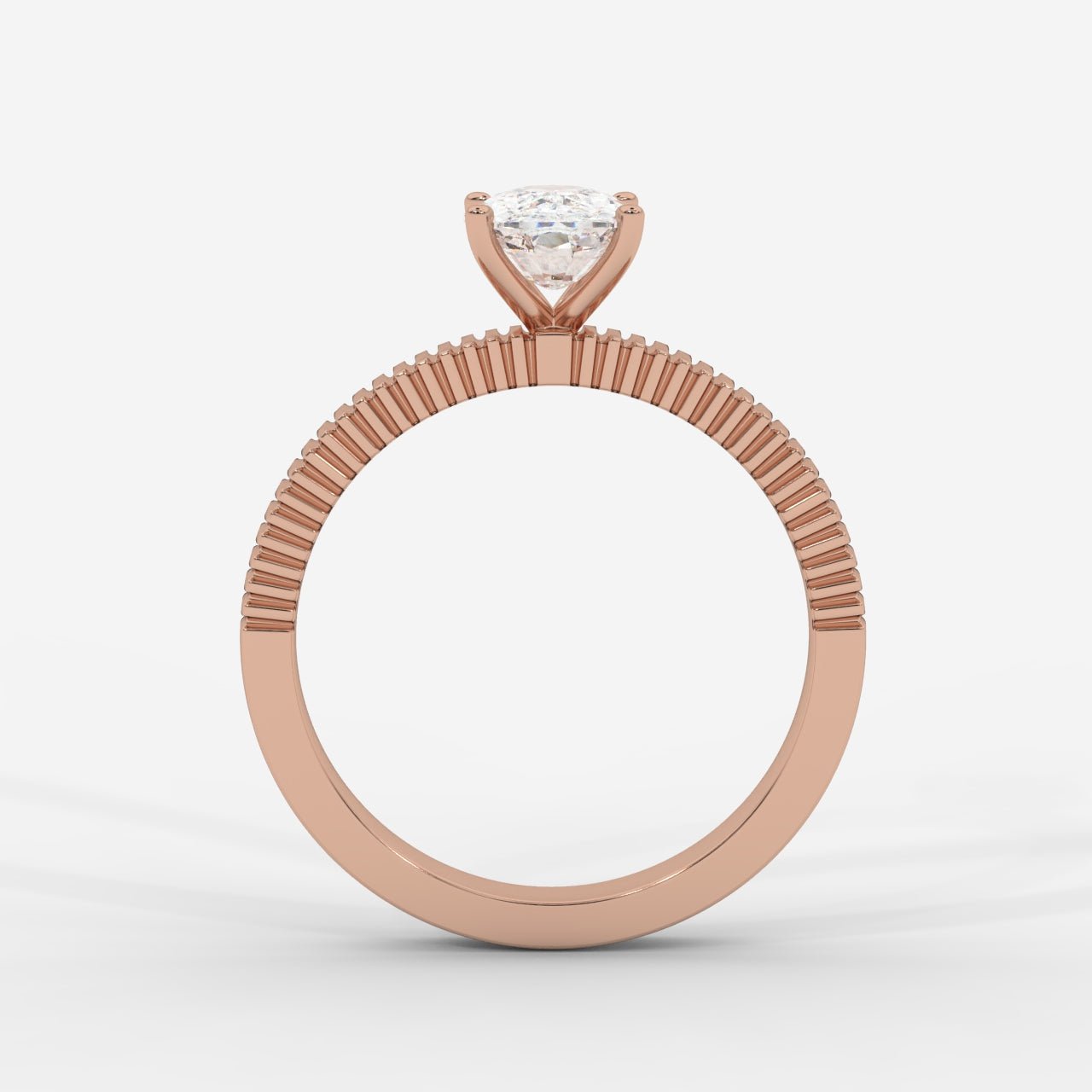 Laura Ribbed Solitaire Ring – Cushion - AYKA JEWELS