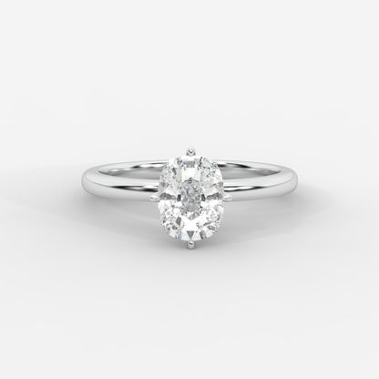 Leah Compass Solitaire Ring With Hidden Halo - Cushion - AYKA JEWELS