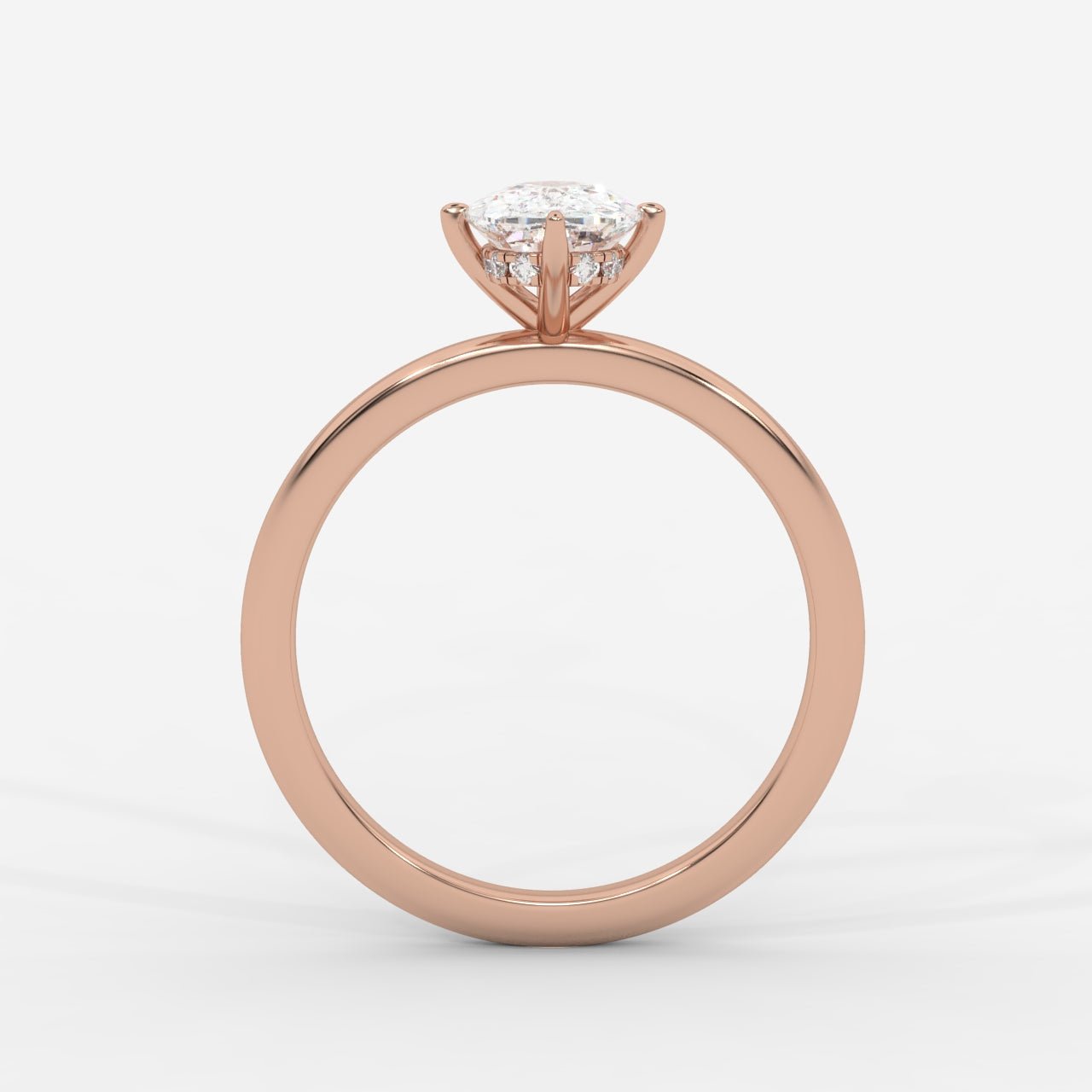 Leah Compass Solitaire Ring With Hidden Halo - Cushion - AYKA JEWELS