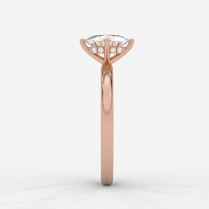 Leah Compass Solitaire Ring With Hidden Halo - Cushion - AYKA JEWELS