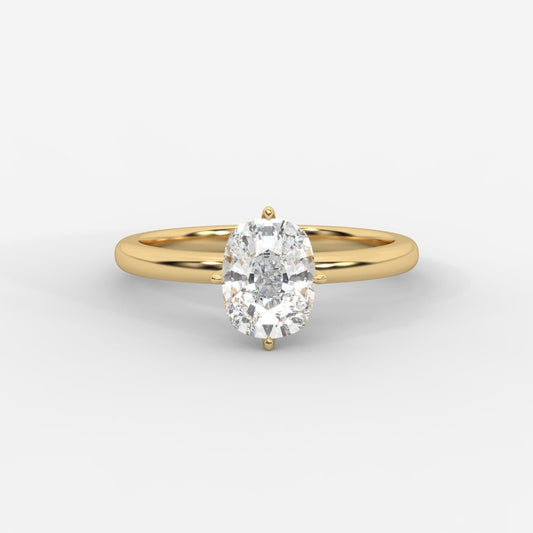 Leah Compass Solitaire Ring With Hidden Halo - Cushion - AYKA JEWELS