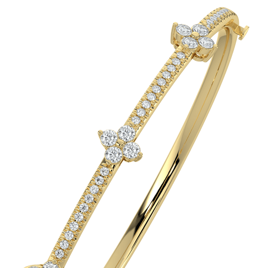 Liana Pavé Diamond Bangle with Floral Clusters - AYKA JEWELS