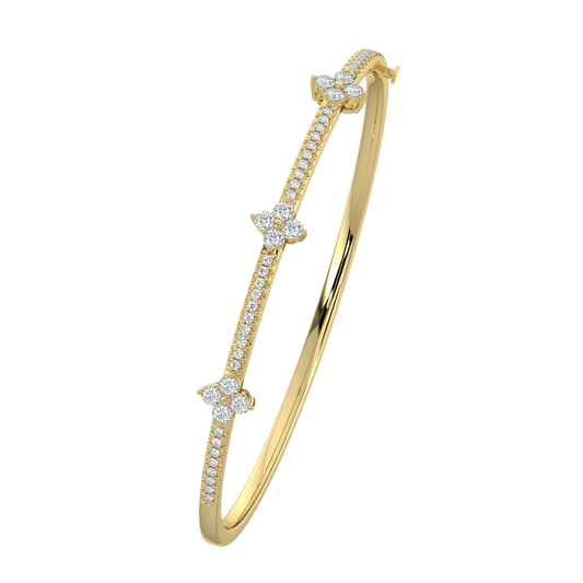 Liana Pavé Diamond Bangle with Floral Clusters - AYKA JEWELS