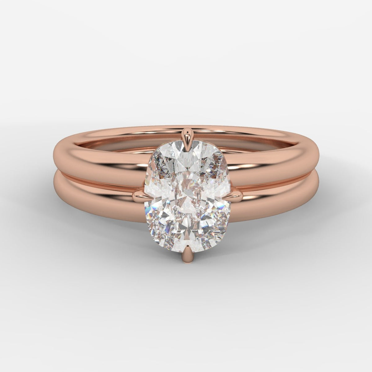 Liberty Double Band Solitaire Ring – Cushion - AYKA JEWELS