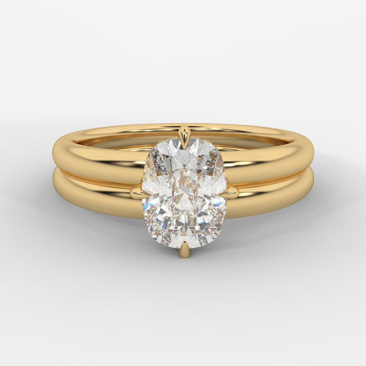 Liberty Double Band Solitaire Ring – Cushion - AYKA JEWELS