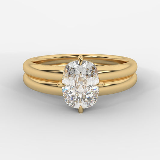Liberty Double Band Solitaire Ring – Cushion - AYKA JEWELS