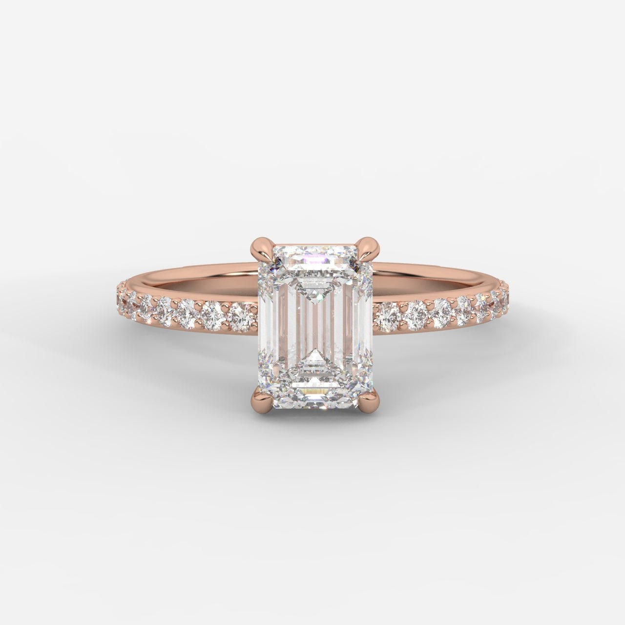 Lindsey Pavé Solitaire Ring - Emerald - AYKA JEWELS