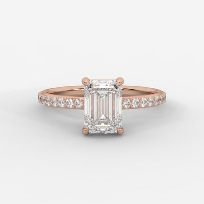 Lindsey Pavé Solitaire Ring - Emerald - AYKA JEWELS