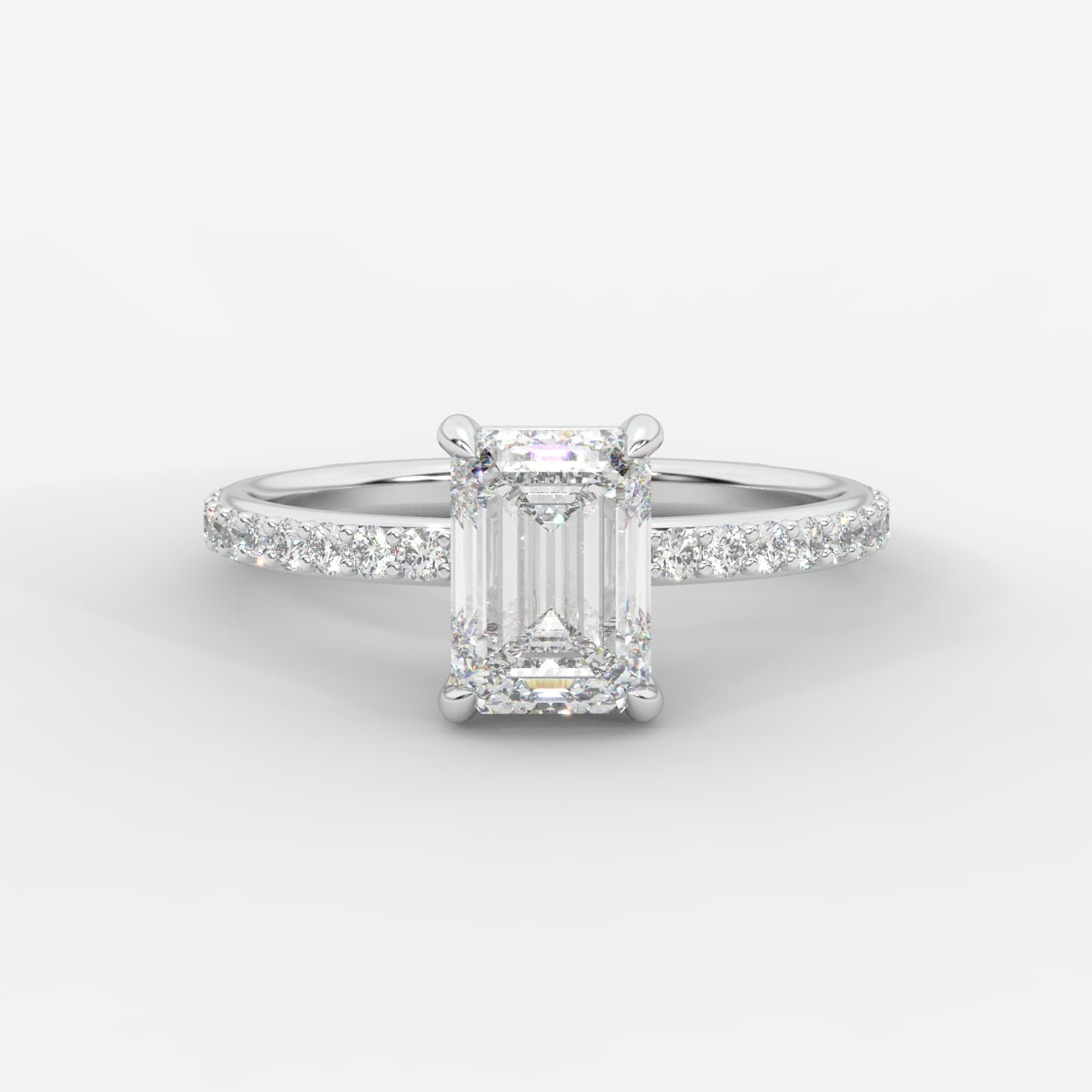 Lindsey Pavé Solitaire Ring - Emerald - AYKA JEWELS