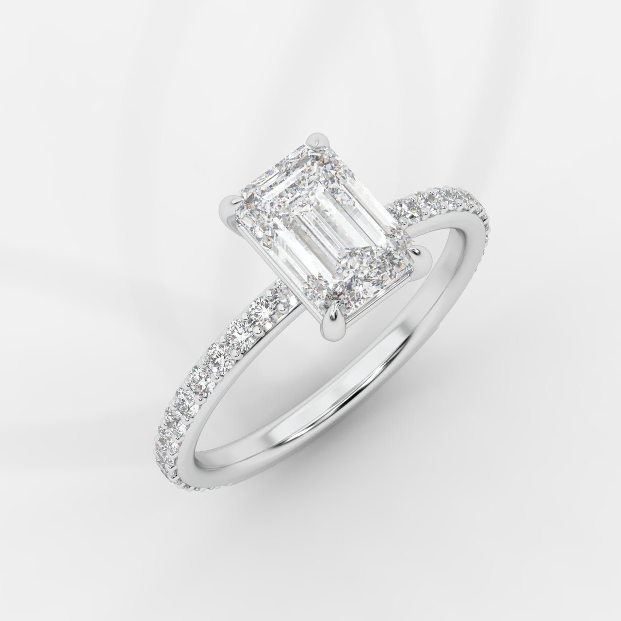 Lindsey Pavé Solitaire Ring - Emerald - AYKA JEWELS