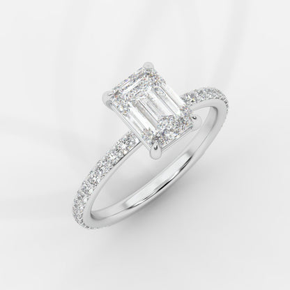 Lindsey Pavé Solitaire Ring - Emerald - AYKA JEWELS