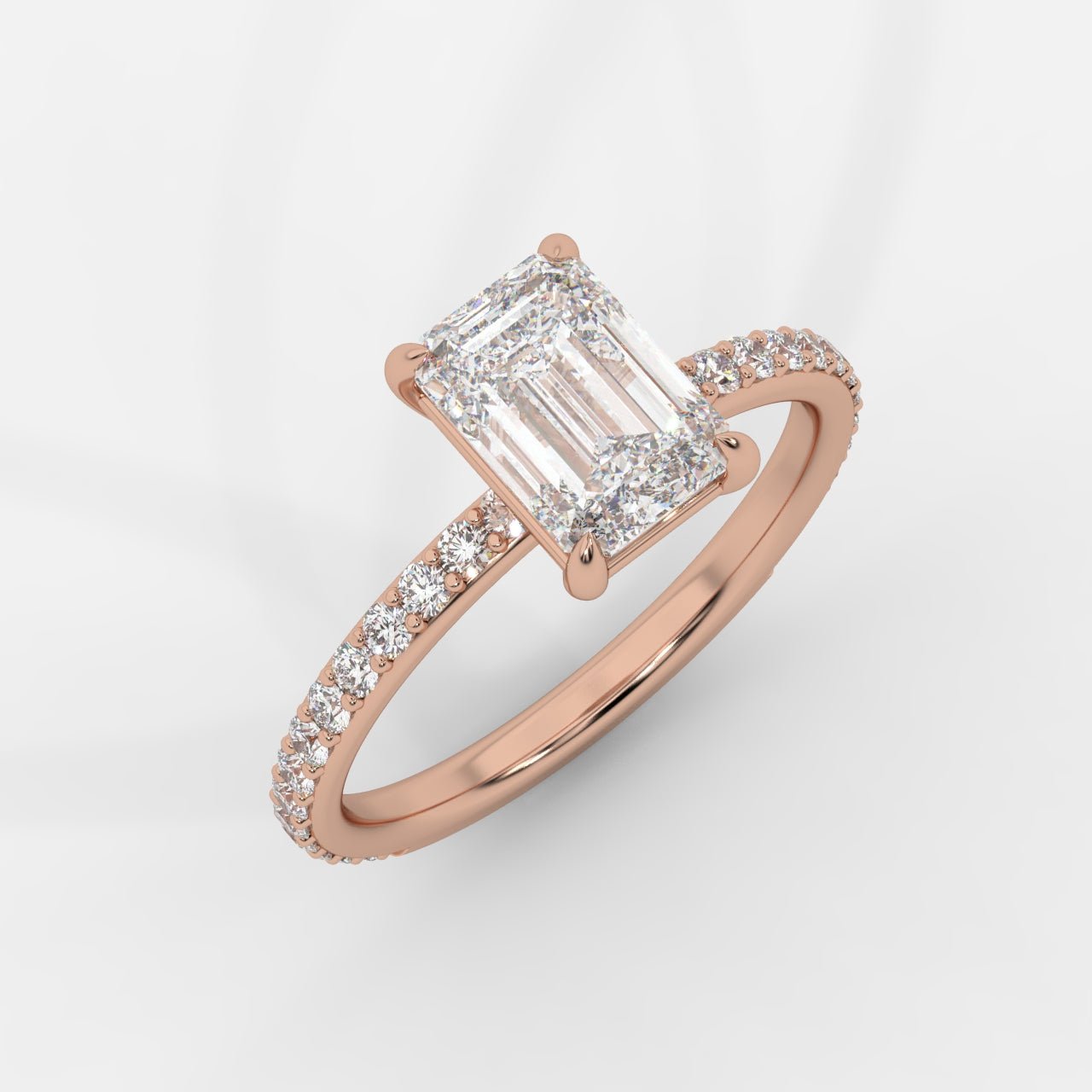 Lindsey Pavé Solitaire Ring - Emerald - AYKA JEWELS