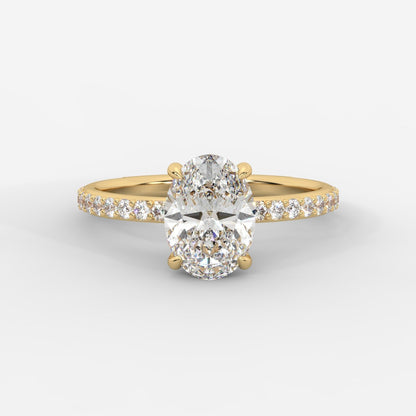 Lindsey Pavé Solitaire Ring - Oval - AYKA JEWELS