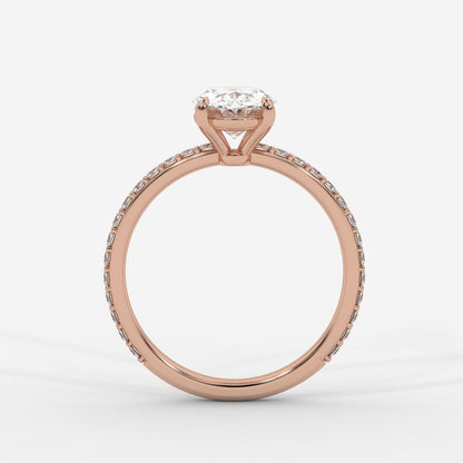 Lindsey Pavé Solitaire Ring - Oval - AYKA JEWELS
