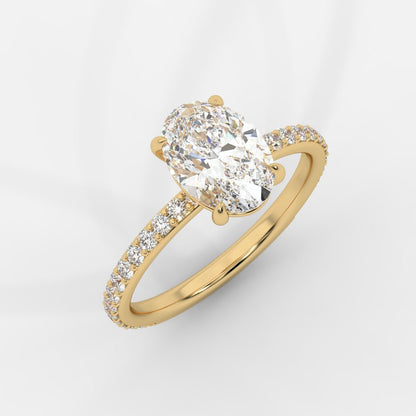 Lindsey Pavé Solitaire Ring - Oval - AYKA JEWELS