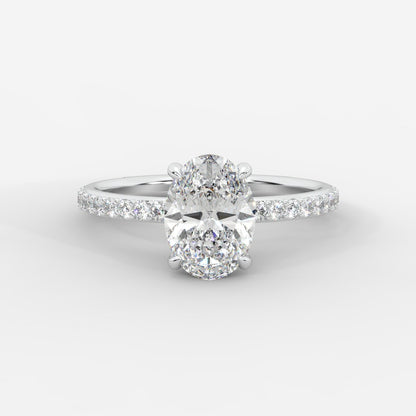 Lindsey Pavé Solitaire Ring - Oval - AYKA JEWELS