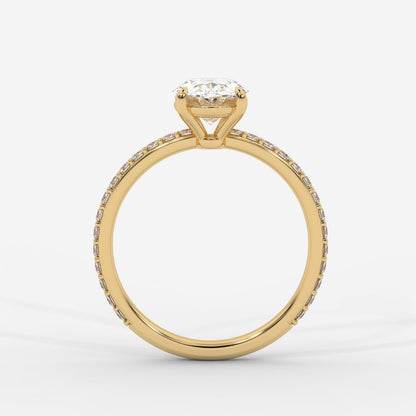 Lindsey Pavé Solitaire Ring - Oval - AYKA JEWELS