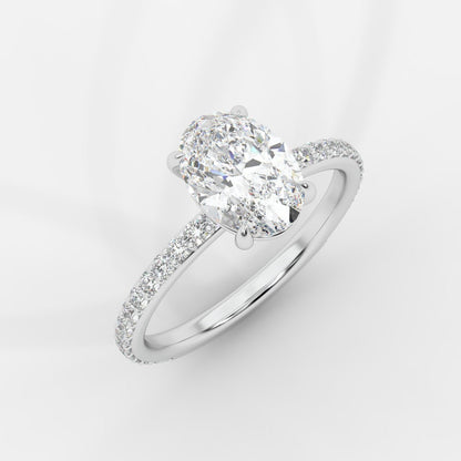 Lindsey Pavé Solitaire Ring - Oval - AYKA JEWELS