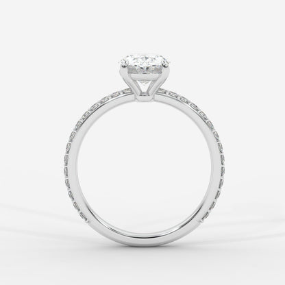 Lindsey Pavé Solitaire Ring - Oval - AYKA JEWELS