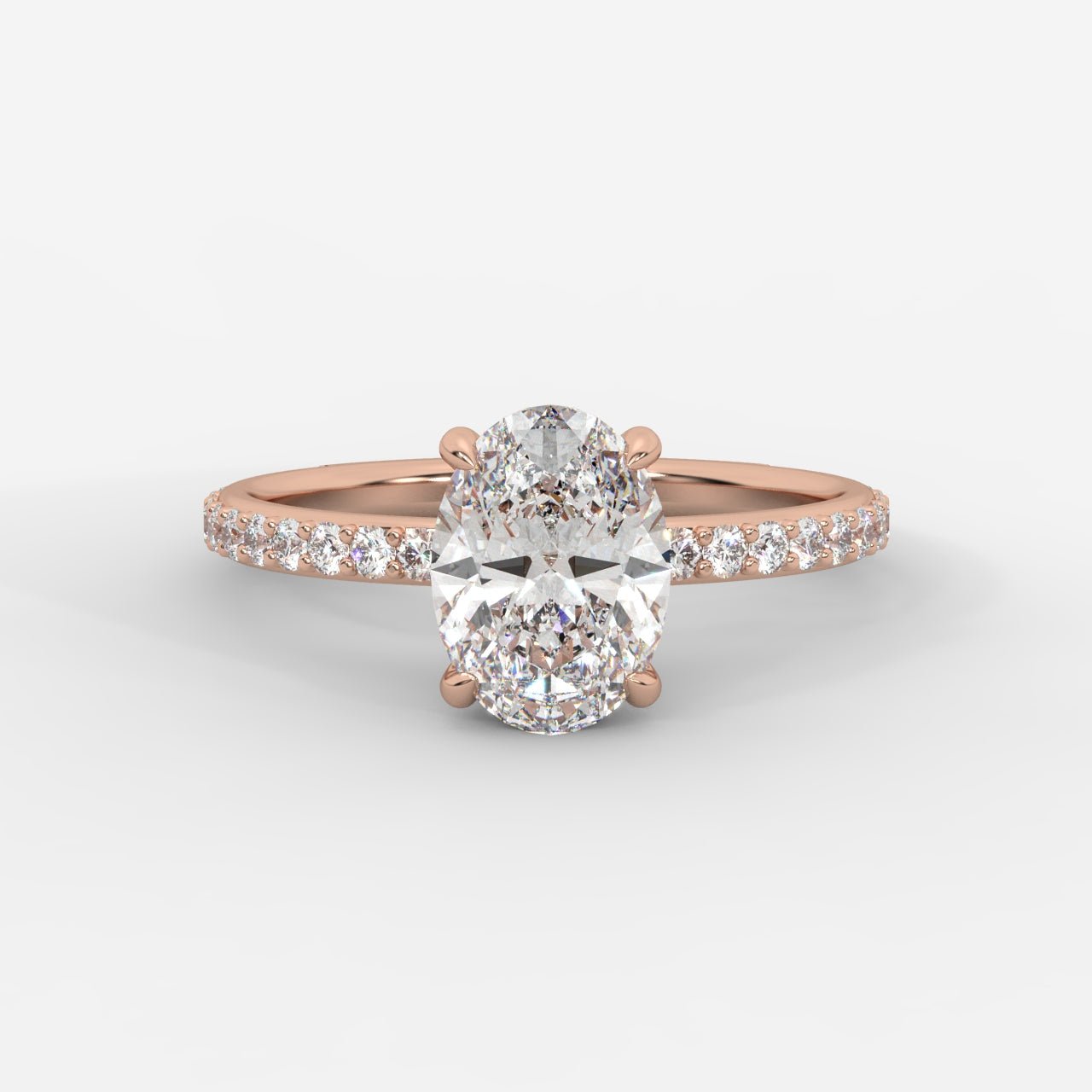 Lindsey Pavé Solitaire Ring - Oval - AYKA JEWELS