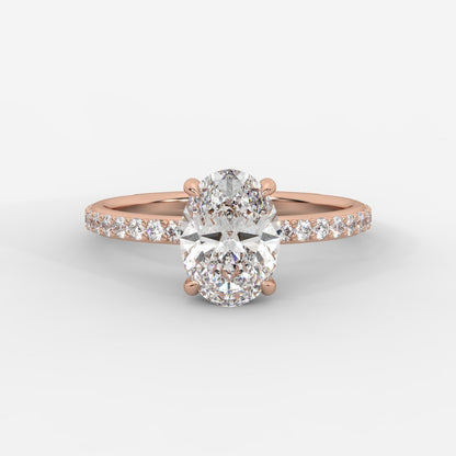Lindsey Pavé Solitaire Ring - Oval - AYKA JEWELS