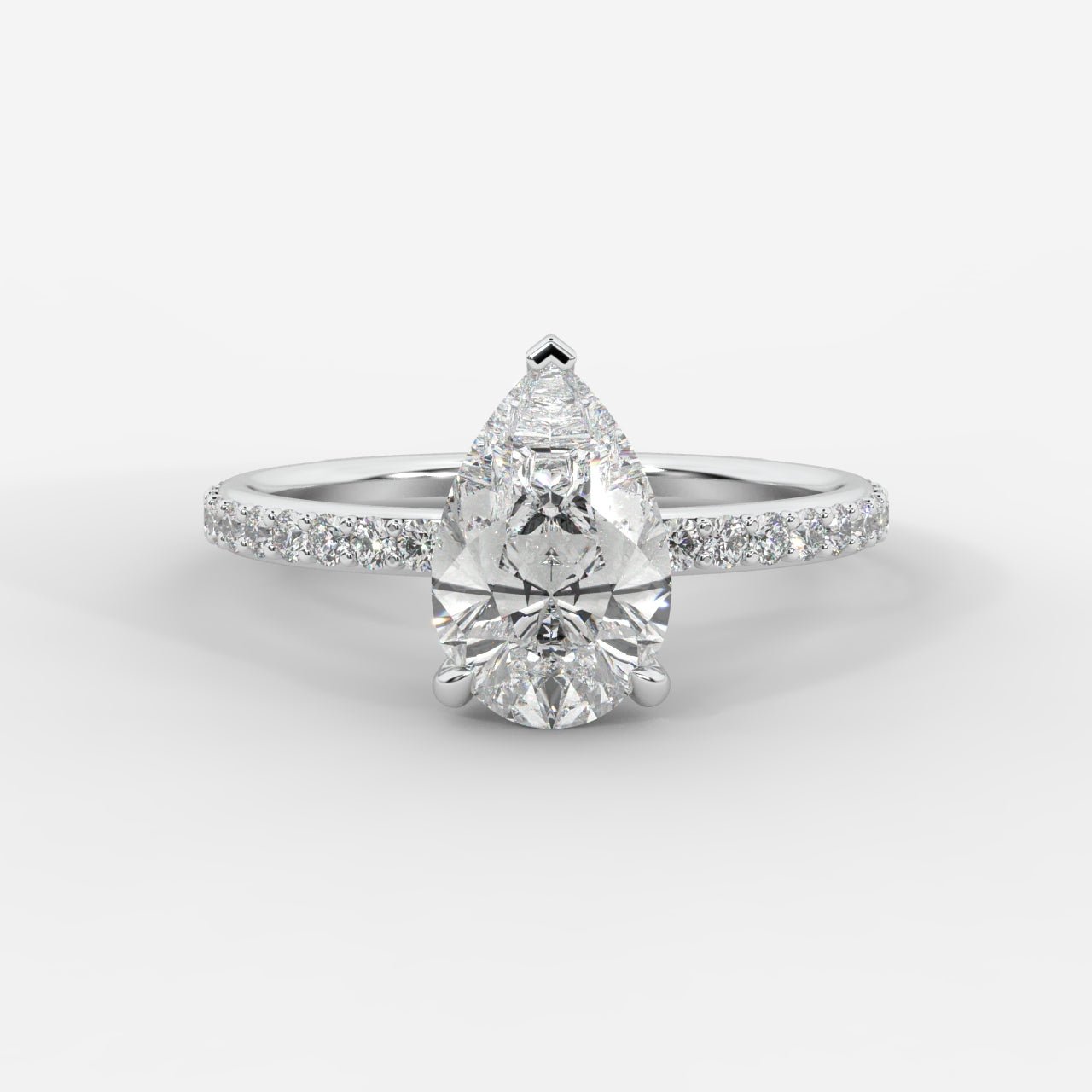 Lindsey Pavé Solitaire Ring - Pear - AYKA JEWELS