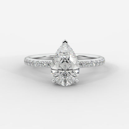 Lindsey Pavé Solitaire Ring - Pear - AYKA JEWELS