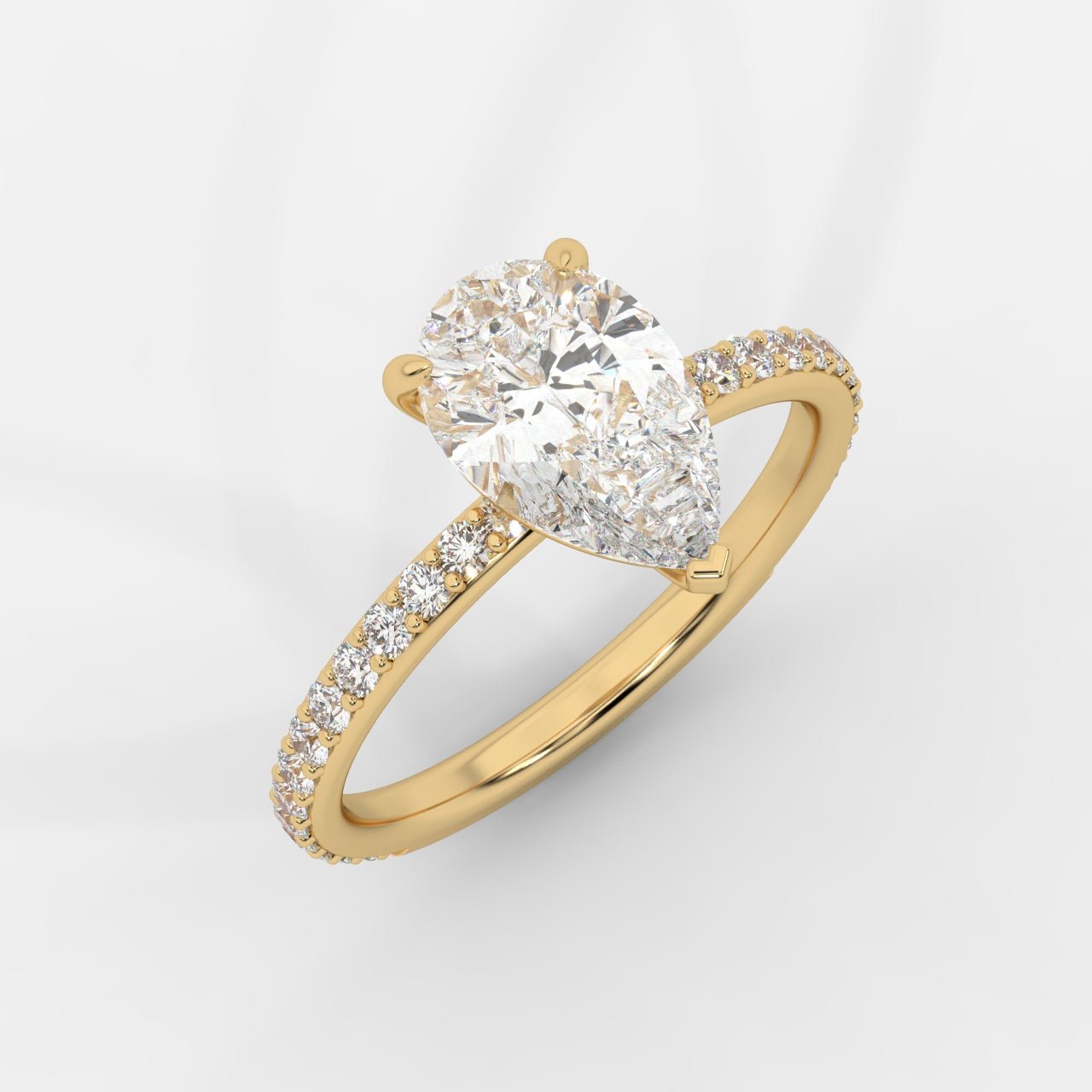 Lindsey Pavé Solitaire Ring - Pear - AYKA JEWELS