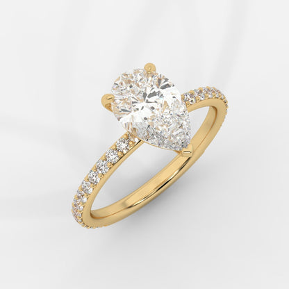 Lindsey Pavé Solitaire Ring - Pear - AYKA JEWELS