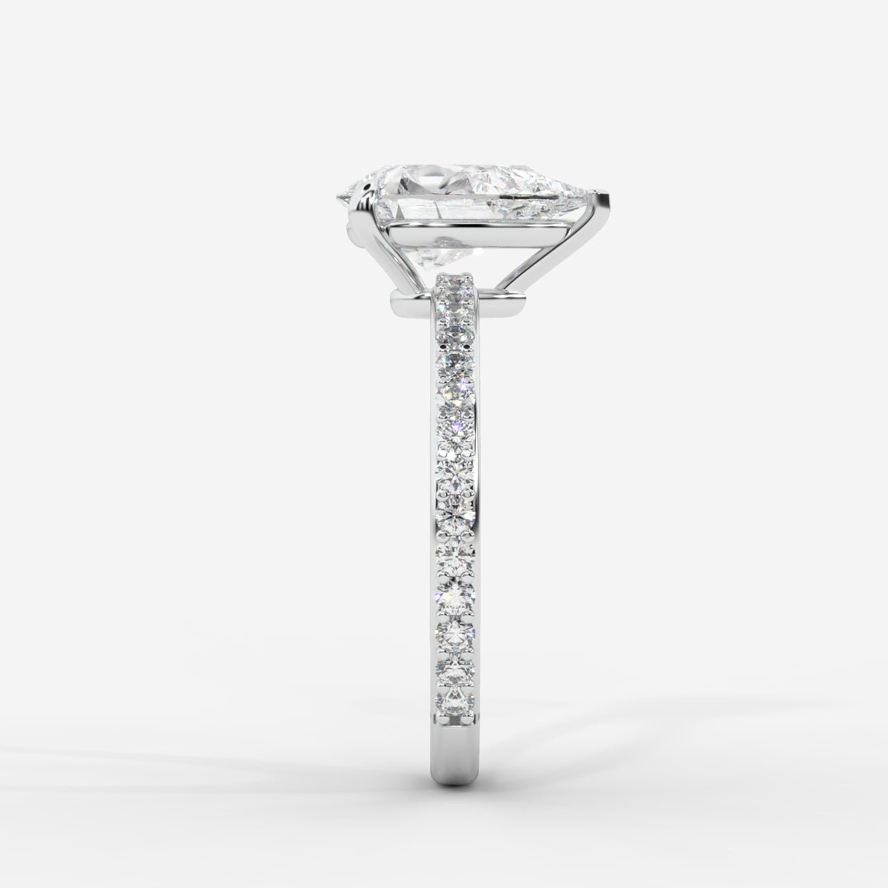 Lindsey Pavé Solitaire Ring - Pear - AYKA JEWELS