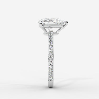 Lindsey Pavé Solitaire Ring - Pear - AYKA JEWELS