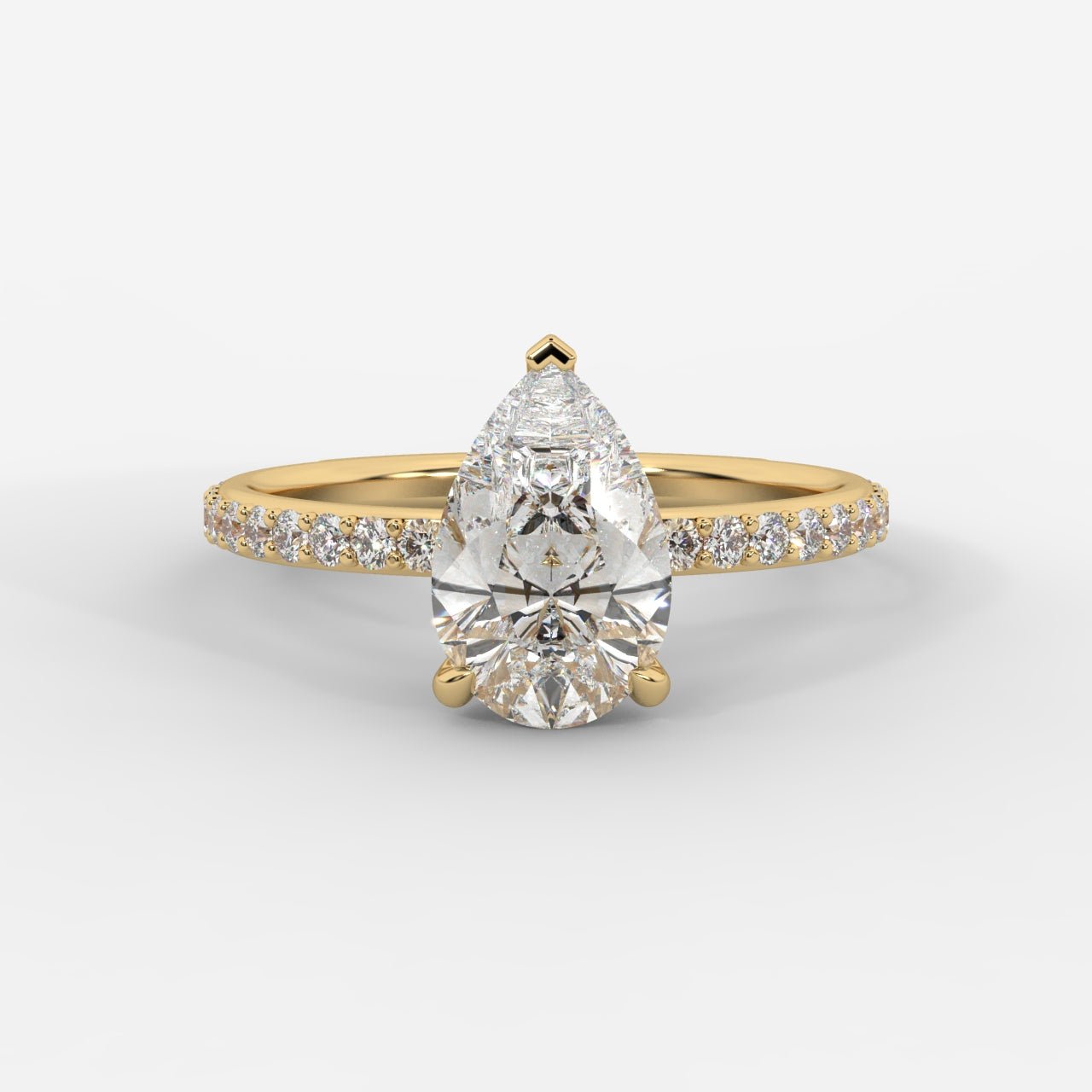 Lindsey Pavé Solitaire Ring - Pear - AYKA JEWELS
