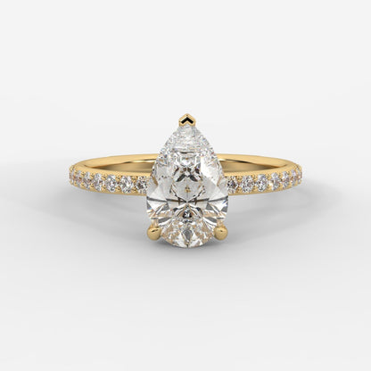 Lindsey Pavé Solitaire Ring - Pear - AYKA JEWELS