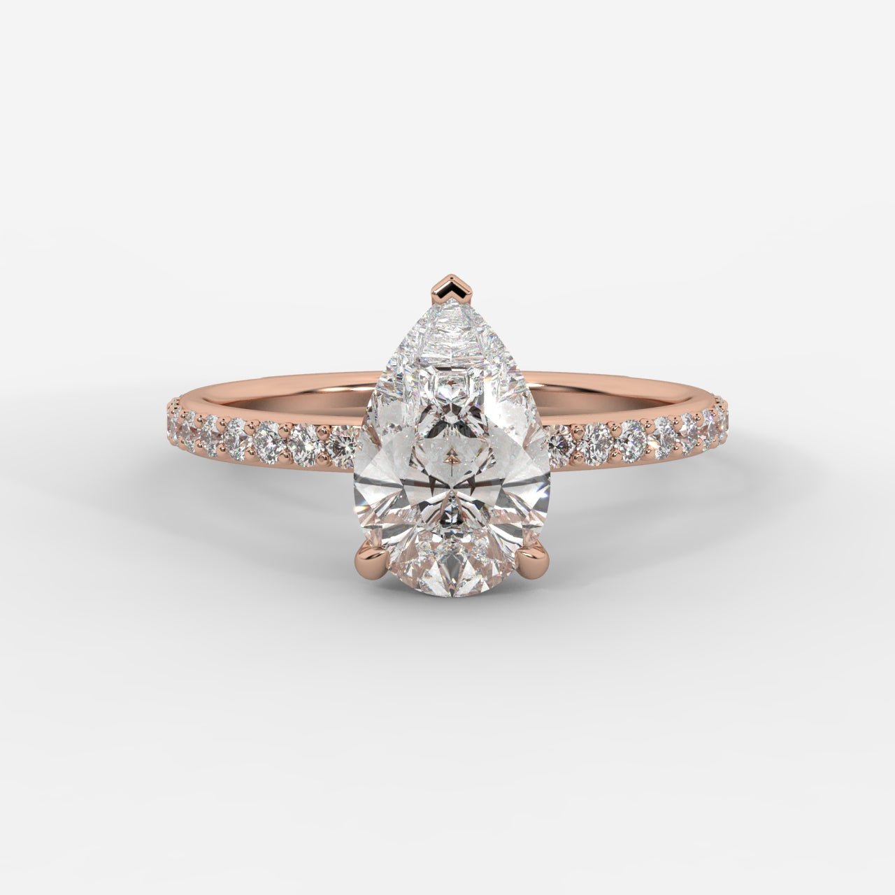Lindsey Pavé Solitaire Ring - Pear - AYKA JEWELS