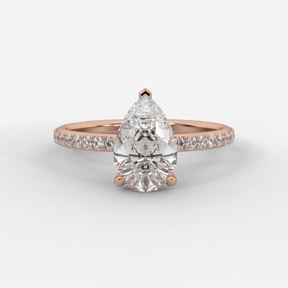 Lindsey Pavé Solitaire Ring - Pear - AYKA JEWELS