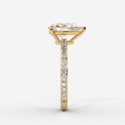 Lindsey Pavé Solitaire Ring - Pear - AYKA JEWELS