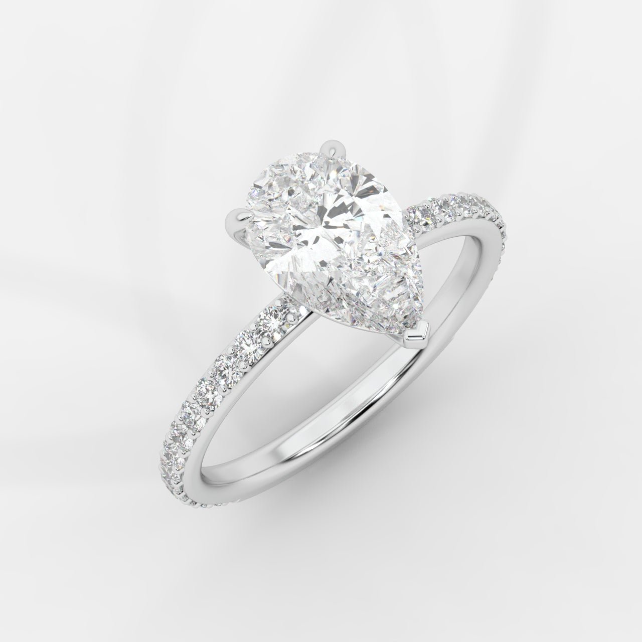 Lindsey Pavé Solitaire Ring - Pear - AYKA JEWELS