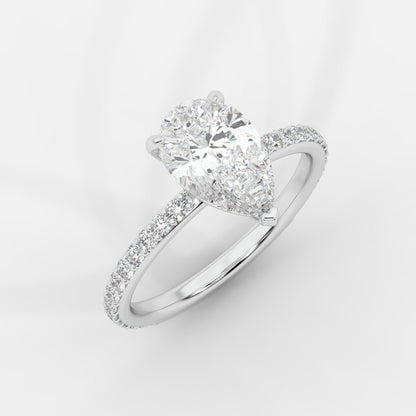 Lindsey Pavé Solitaire Ring - Pear - AYKA JEWELS