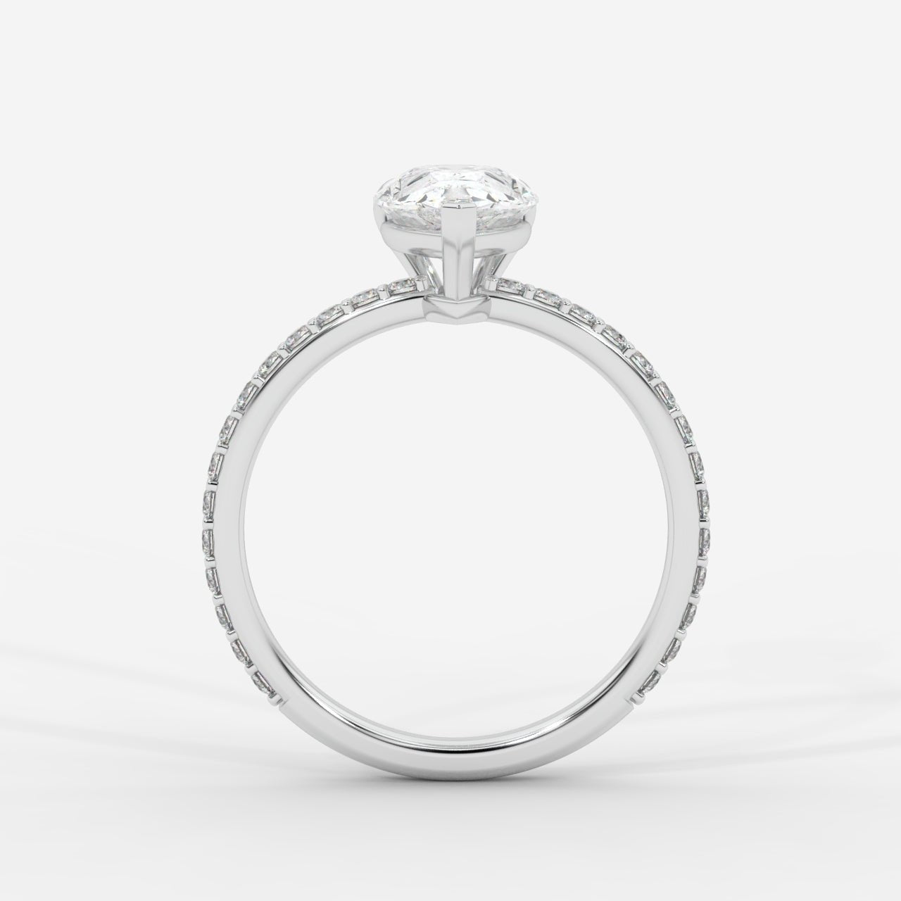Lindsey Pavé Solitaire Ring - Pear - AYKA JEWELS