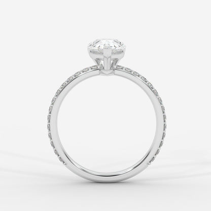 Lindsey Pavé Solitaire Ring - Pear - AYKA JEWELS