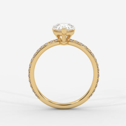 Lindsey Pavé Solitaire Ring - Pear - AYKA JEWELS