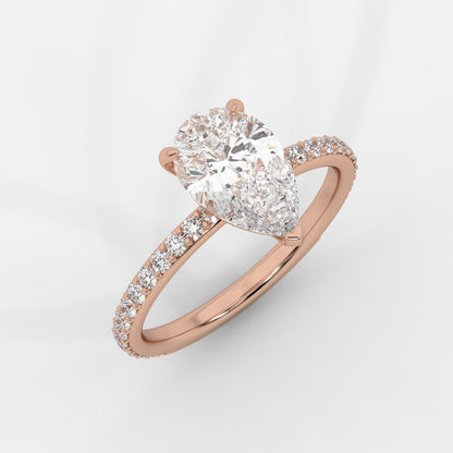 Lindsey Pavé Solitaire Ring - Pear - AYKA JEWELS