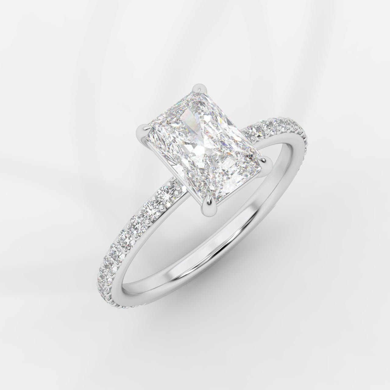 Lindsey Pavé Solitaire Ring - Radiant - AYKA JEWELS