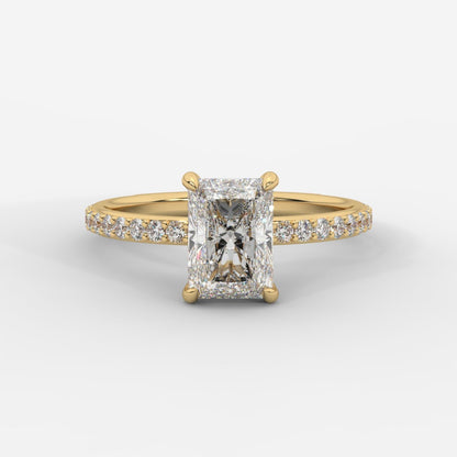Lindsey Pavé Solitaire Ring - Radiant - AYKA JEWELS