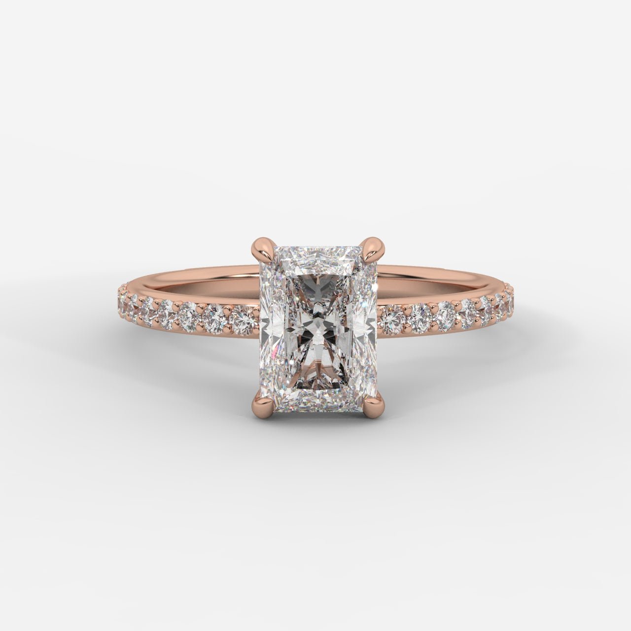 Lindsey Pavé Solitaire Ring - Radiant - AYKA JEWELS